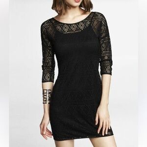 Express Black Lace 3/4 Sleeve Sheath Dress